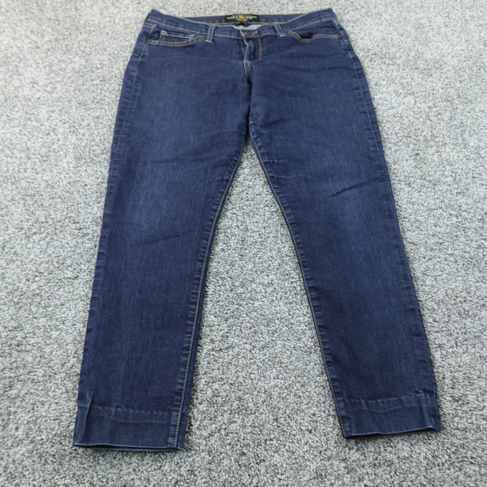 VTG Lucky Brand Jeans Womens 14 Dark Blue Denim Pants Skinny Ankle Stretch USA